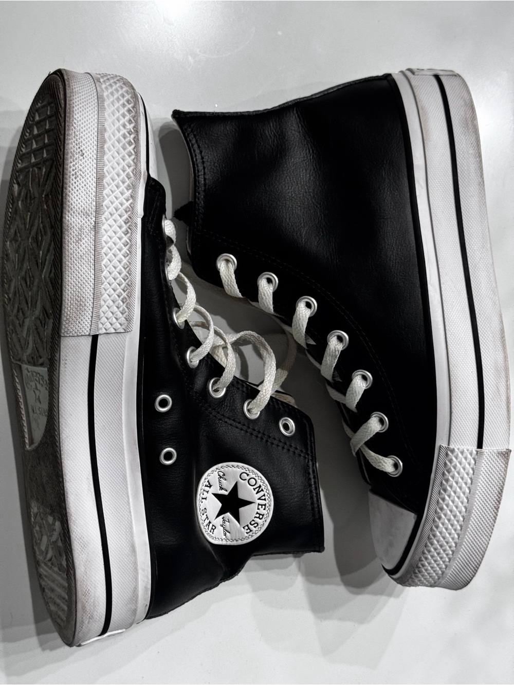 black leather Converse Chuck Taylor All Star Lift Platform High sneakers